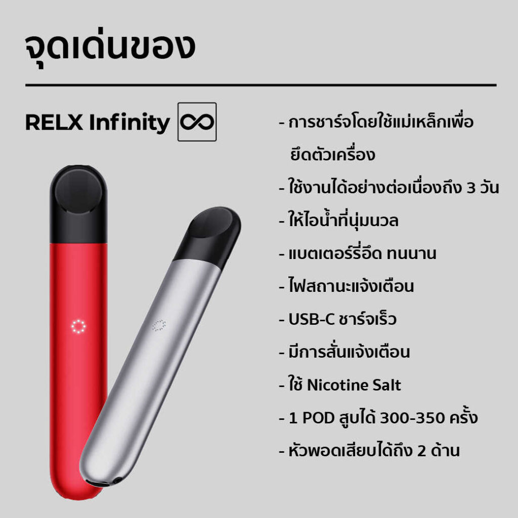 จุดเด่นของ Relx Infinity เปรียบเทียบกับรุ่นอื่น