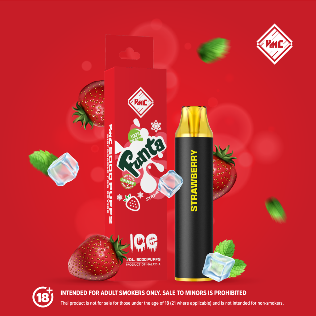 VMC 5000 Puffs กลิ่น Funta strawberry (แฟนต้าน้ำแดง)